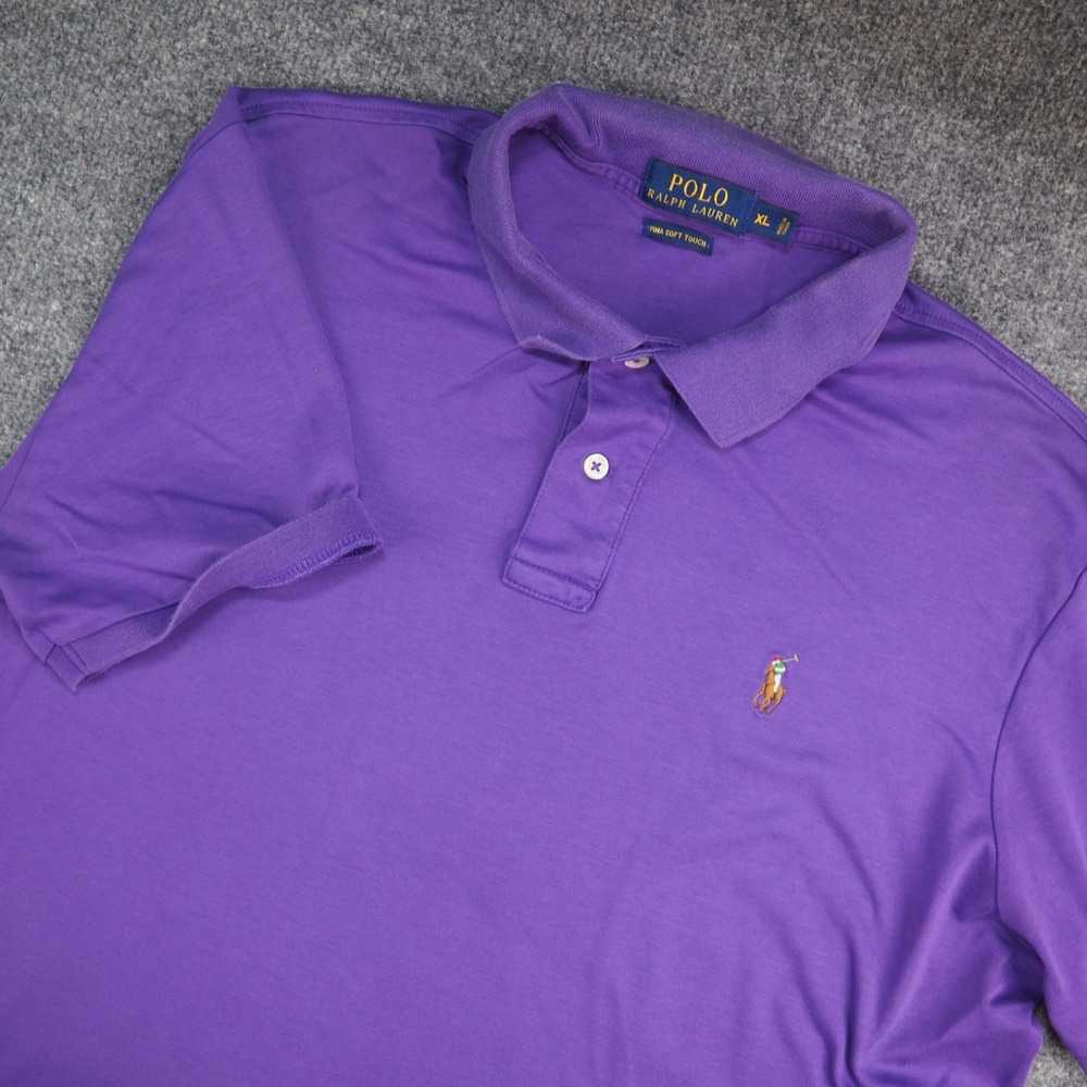 Polo Ralph Lauren Shirt Mens XL Pima Soft Touch Purple Solid Preppy Classic Polo